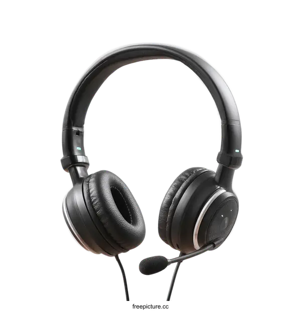 [Transparent Background PNG]Black Over-Ear Headphones with Microphone