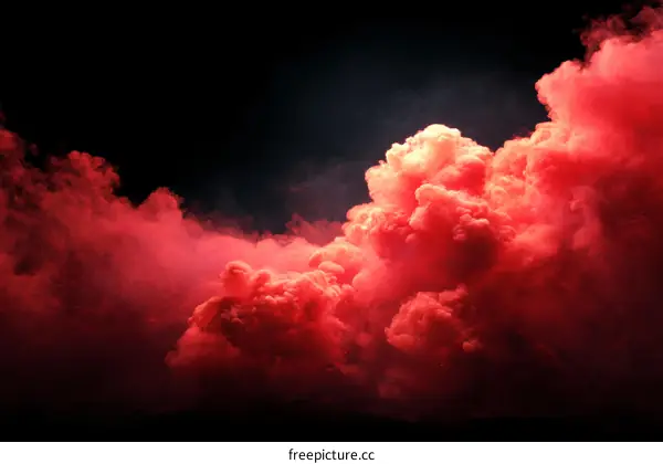 Red Smoke Clouds Abstract Artwork