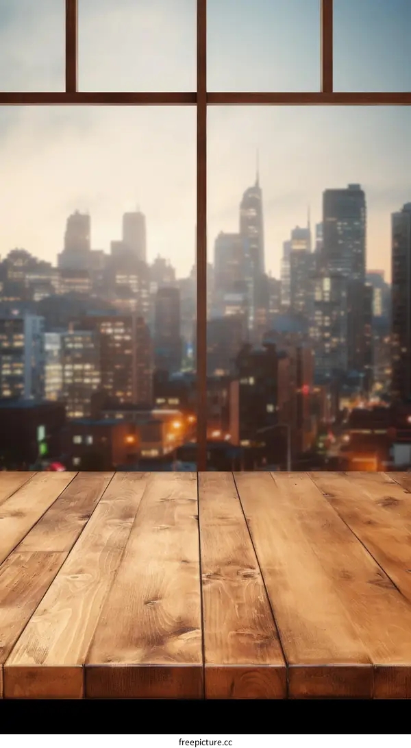 Table Top With Blurred City Background