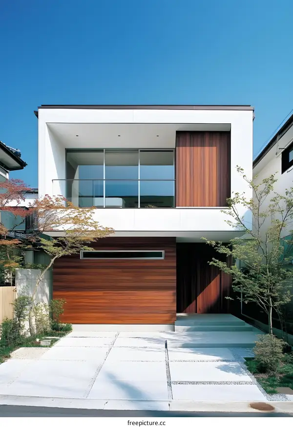 Modern Minimalist House with Wooden Siding and Large Windows