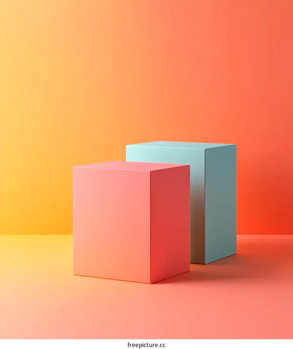 Abstract Minimalist Geometric Shapes On Gradient Background