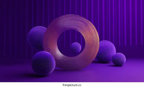 Abstract Geometric Shapes in Violet Background