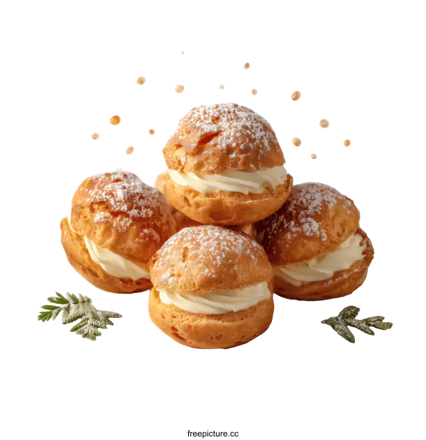 [Transparent Background PNG]Delicious Cream Puffs Stacked High