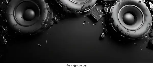 Shattered Black Speakers Abstract Illustration
