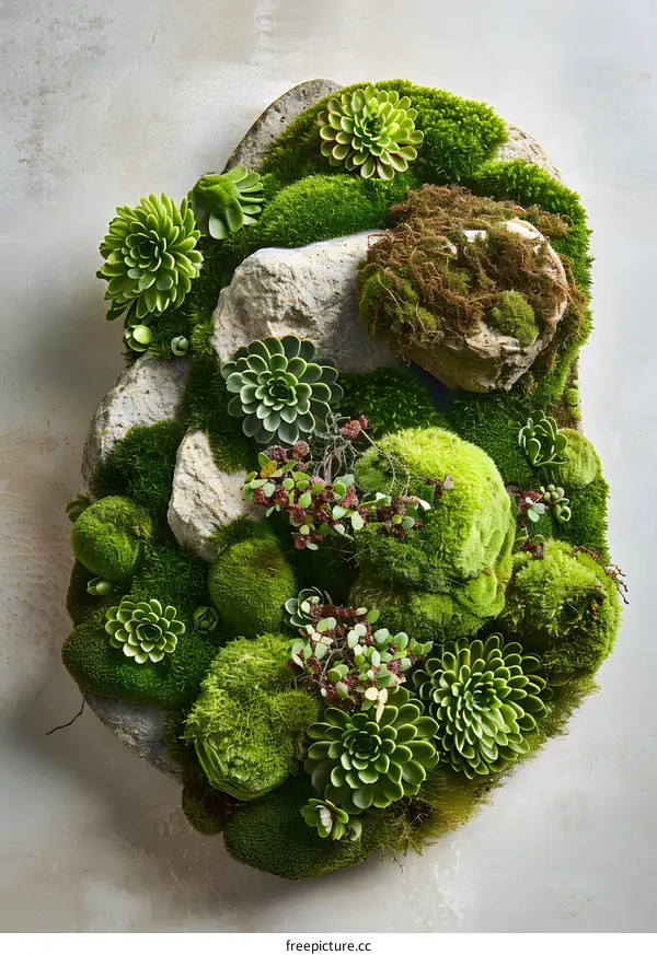 Green Moss and Succulents Wall Decor