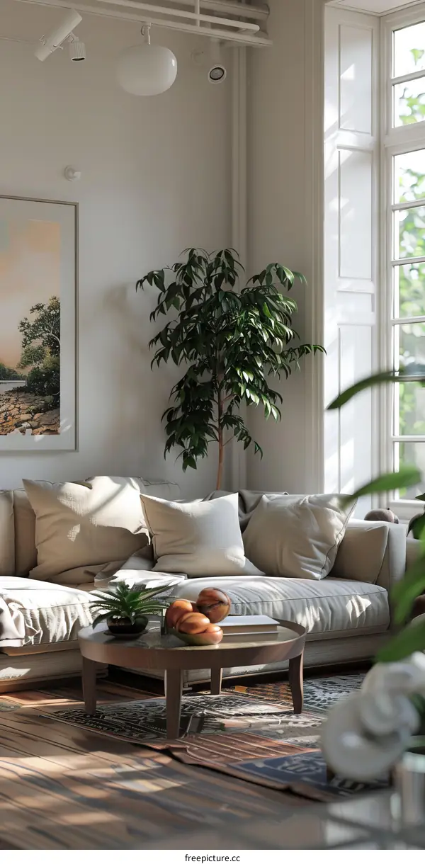 Modern Beige Living Room Interior Design