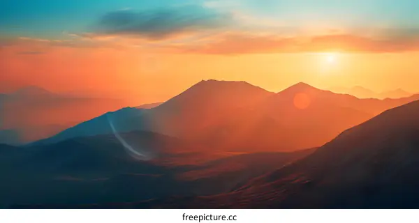 Stunning Sunset Over Mountain Ranges