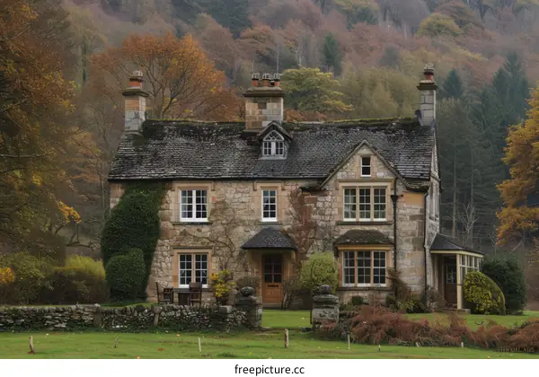 A stone cottage in the countryside