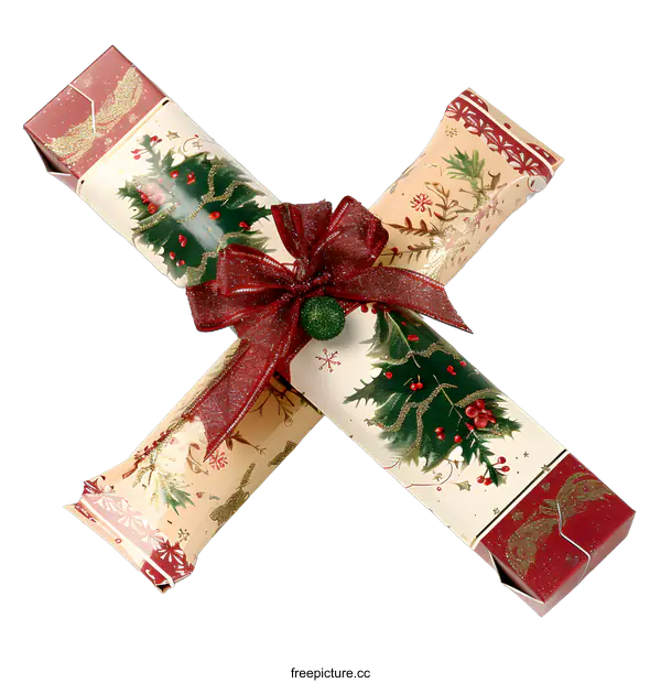 [Transparent Background PNG]Christmas Cracker with Festive Design