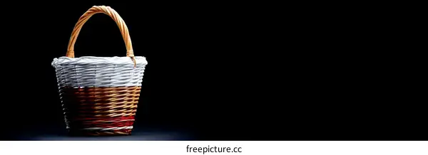 Handwoven Basket with Painted Stripes