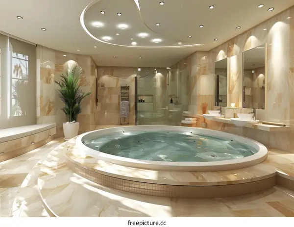Spacious Luxury Bathroom with Bathtub and Shower