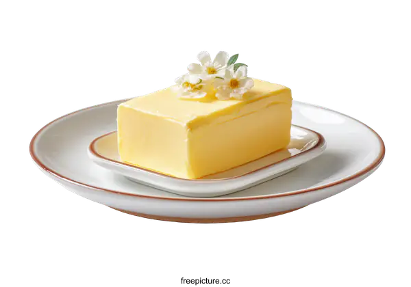 [Transparent Background PNG]A Piece of Butter with Flowers