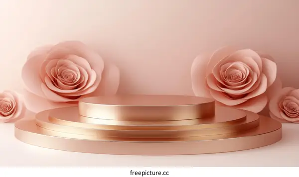 Rose Display Stand with Soft Pink Background