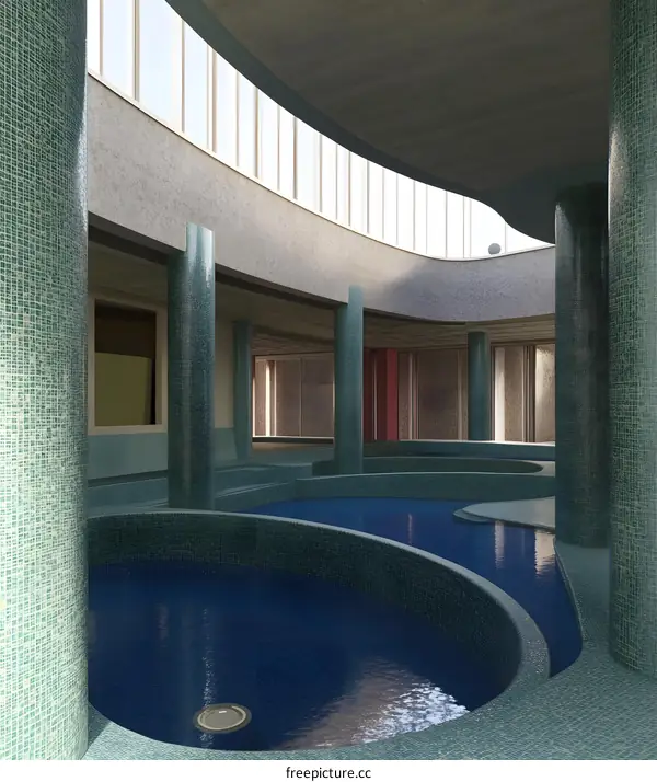 Modern Interior Design Swimming Pool with Blue Water