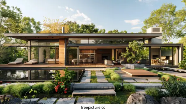 Modern House with Pool and Garden