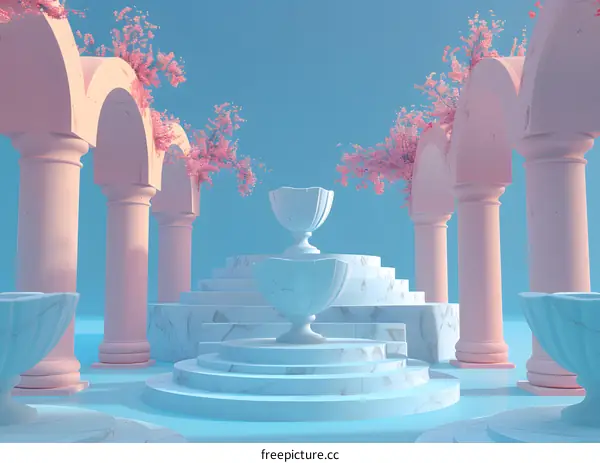 Pink Columns Blue Marble Architectural Design