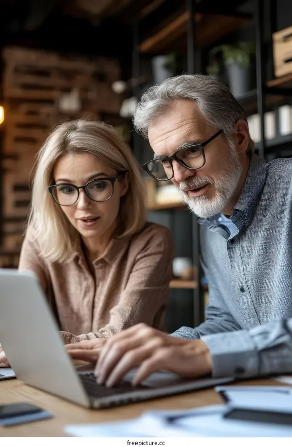 Two Colleagues Collaborating on a Laptop