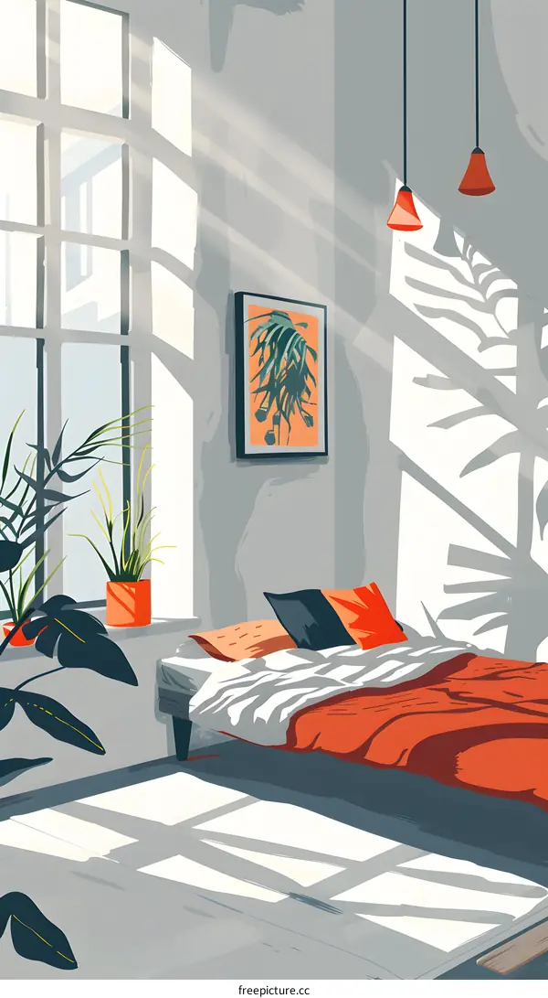 Modern Bedroom Interior Design with Sunlight