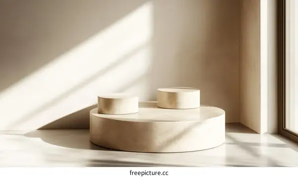 Minimalist Beige Display Podiums in Sunlight