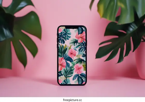 Tropical Flower Pattern Phone Screen