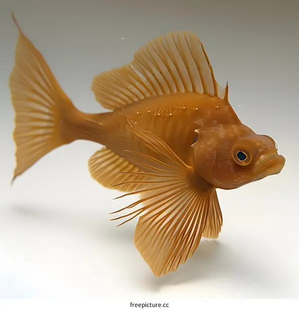 A small brown fish with a large fin