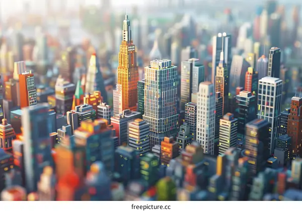 Pixelated Cityscape Illustration