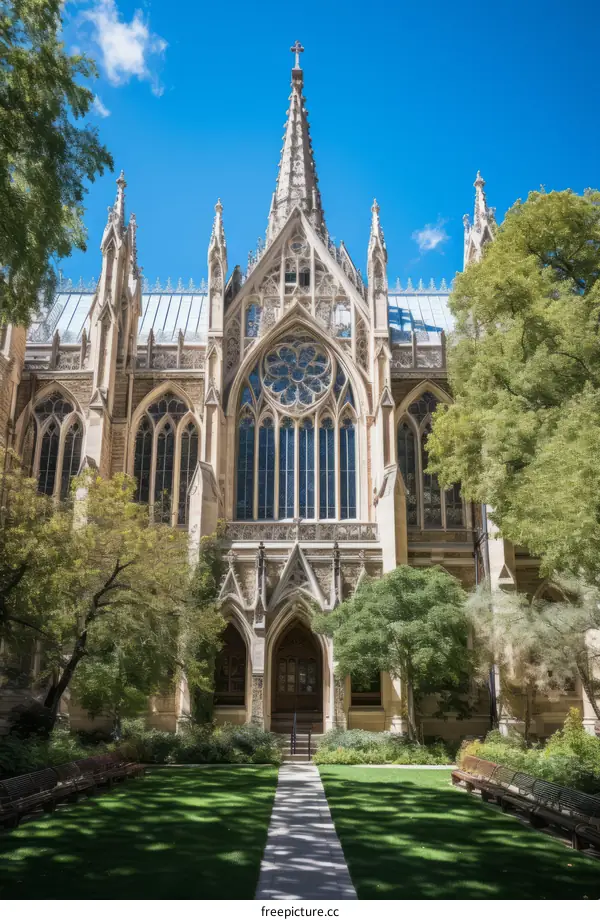 Ornate Facade of a Gothic Revival Church