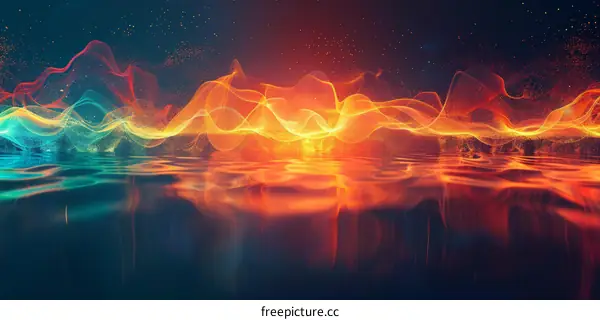Abstract colorful wavy background with bright spots