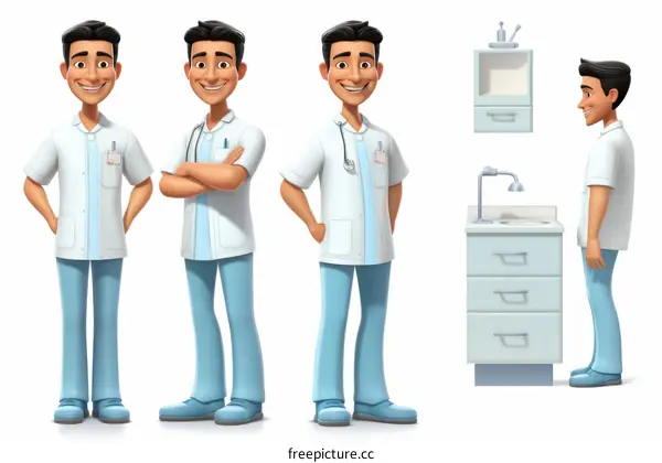 A male doctor with a stethoscope around his neck