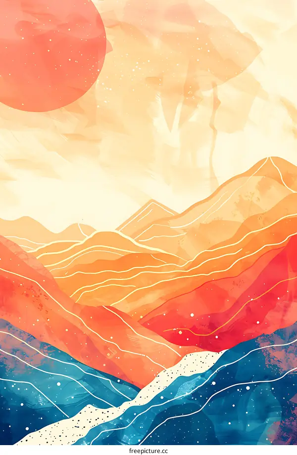 Abstract Watercolor Mountain Landscape Art Print