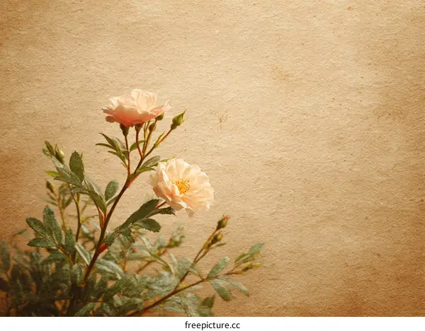 Vintage Pastel Roses on Aged Paper