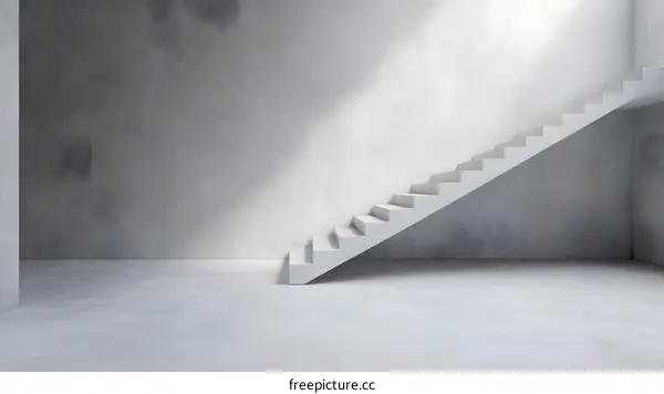 Modern Concrete Staircase in Empty Room