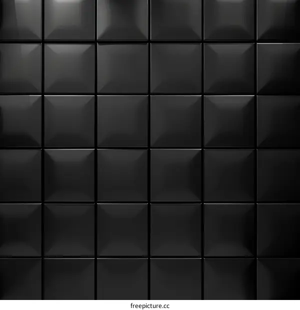 Black beveled glossy tiles form a seamless pattern