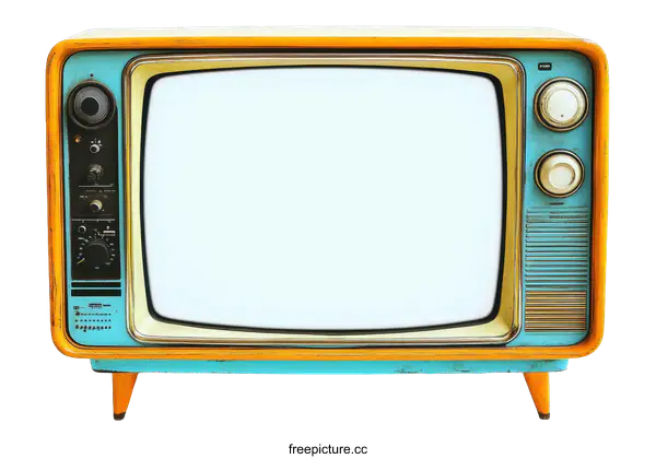 [Transparent Background PNG]Vintage Retro Television Set on a White Background