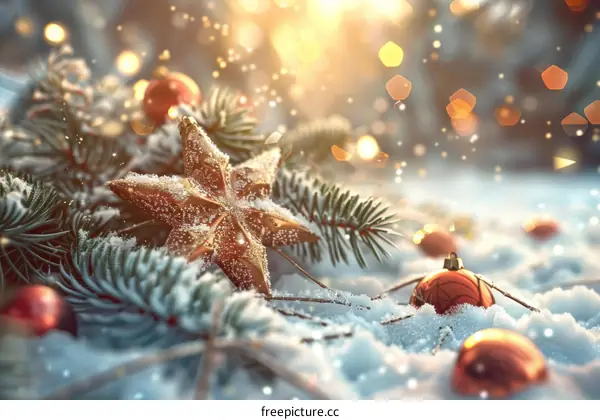 Christmas Winter Wonderland Decorated with Snow