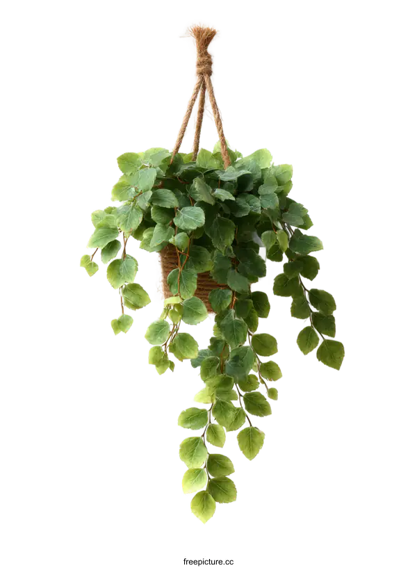 [Transparent Background PNG]Hanging Artificial Plant Decor in a Woven Pot