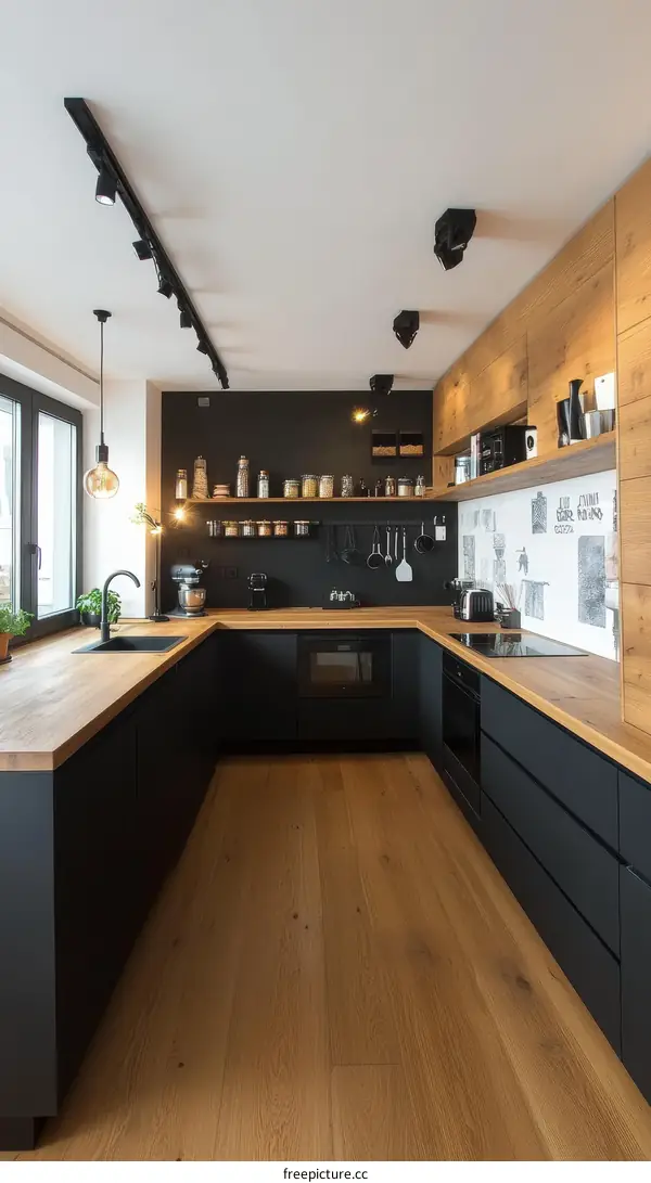 Modern Minimalist Kitchen with Warm Oak Flooring