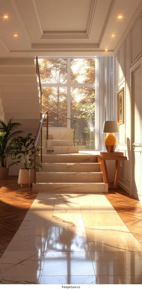 Staircase with Large Windows