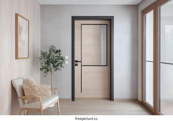 Modern Minimalist Interior Design with Wooden Door