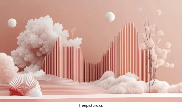 Abstract Pastel Pink Minimalist Scene Design