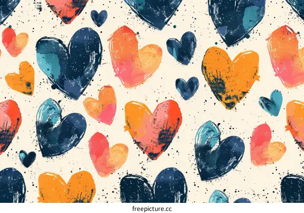 Seamless pattern with colorful hearts. Vector illustration.