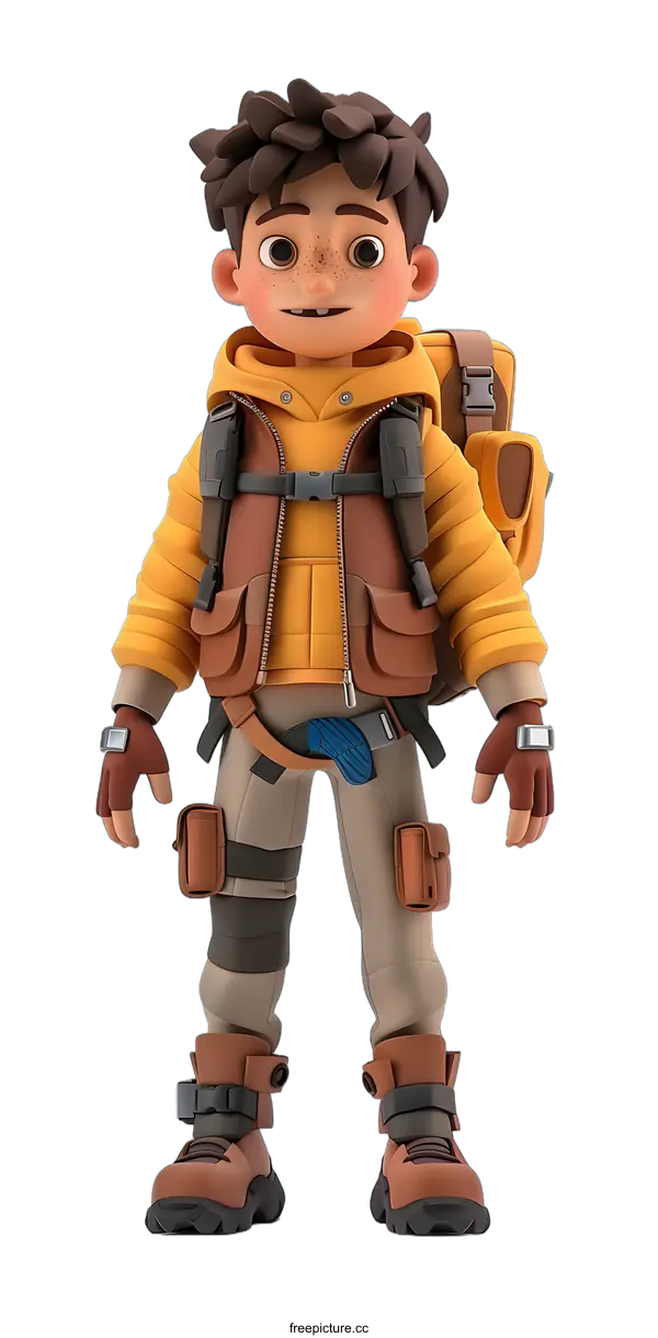 [Transparent Background PNG]3D Adventurer Boy Ready for Exploration