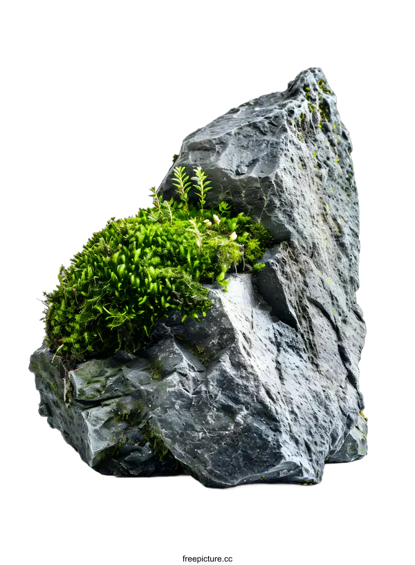 [Transparent Background PNG]Close Up Of Green Moss On A Rock