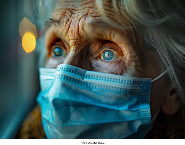Elderly woman wearing a surgical mask
