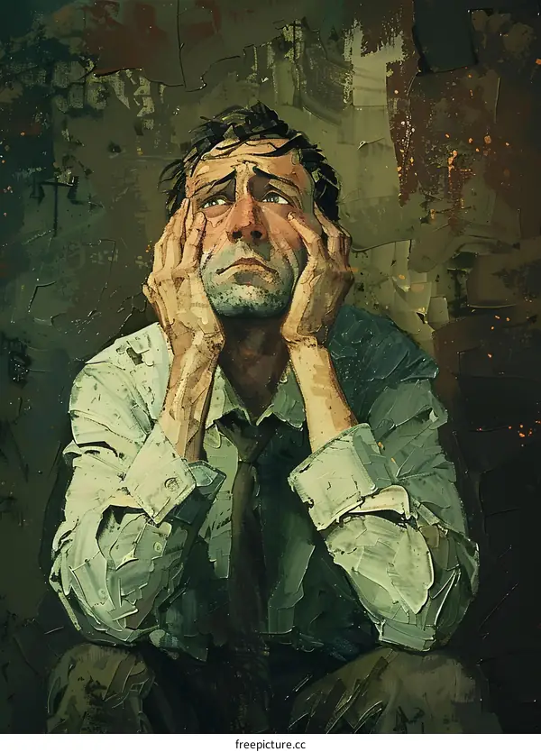 A portrait of a man with his hands on his head
