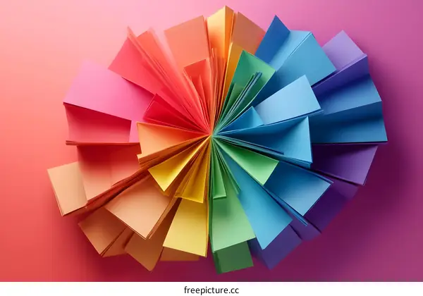Rainbow Color Paper Fan Abstract Background