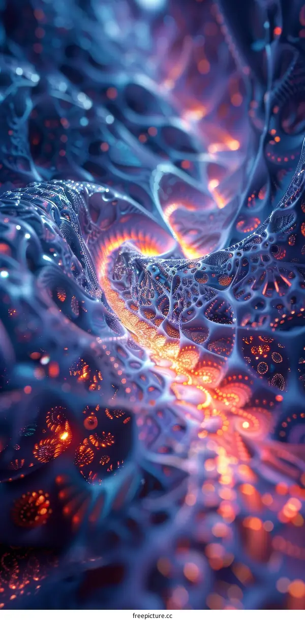 Abstract Blue and Orange Background with Spiral Pattern