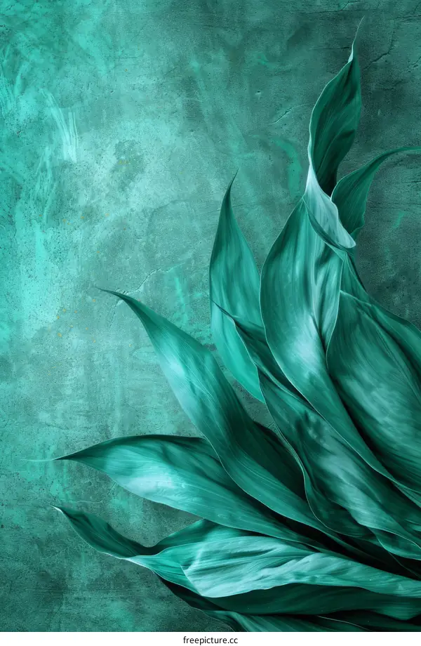 Tropical green leaves on textured background