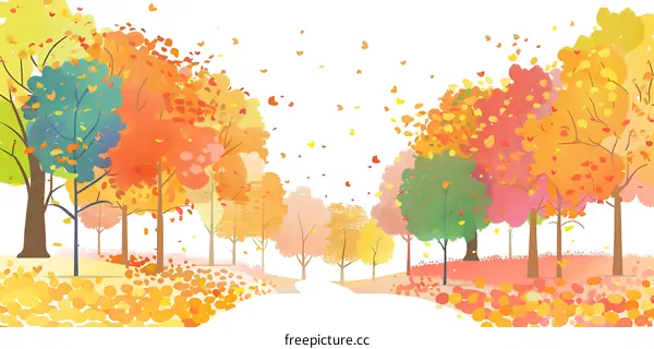 Autumn Trees Landscape Illustration