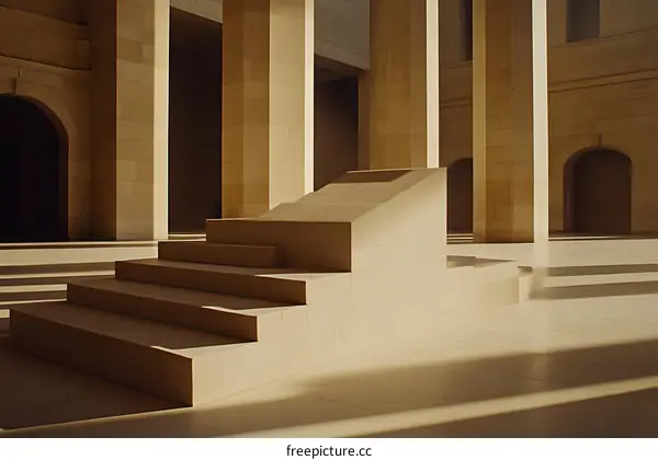 Minimalist Architecture Design with Steps in a Building